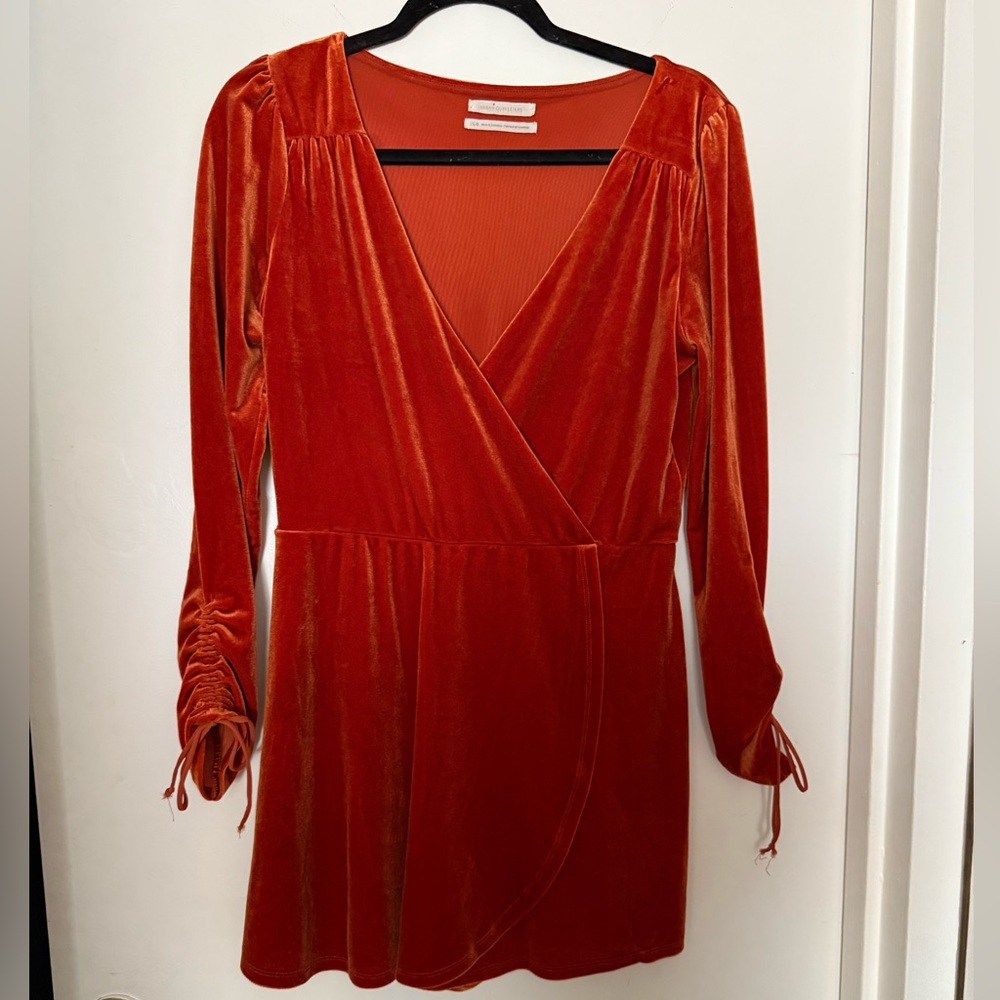 Urban Outfitters Faux Velvet Burnt Orange Skort Romper – Size L